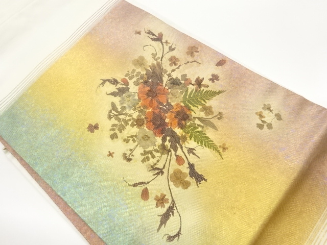 JAPANESE NAGOYA OBI / FLOWERS